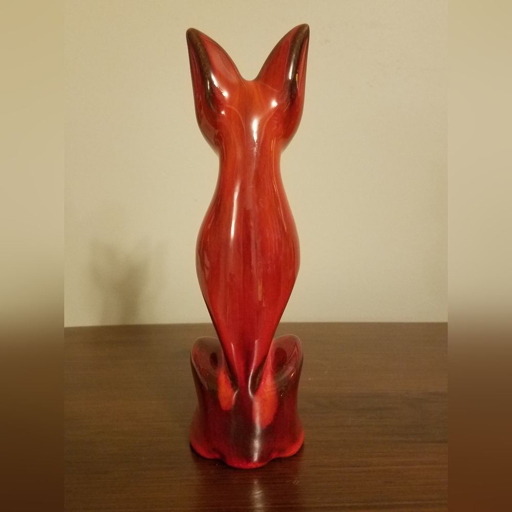Red mid-century pottery cat by Huronia Pottery - Picture 4 of 6